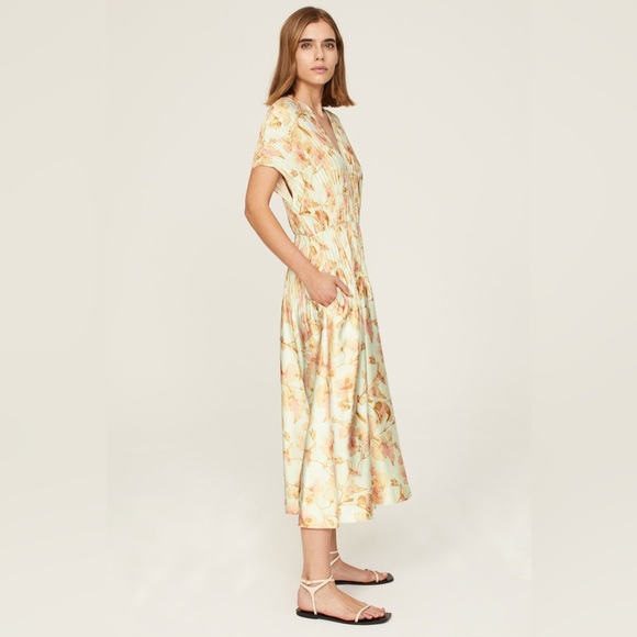 NWT Vince Floral Crushed Cap Sleeve Dress - Picture 2 of 11